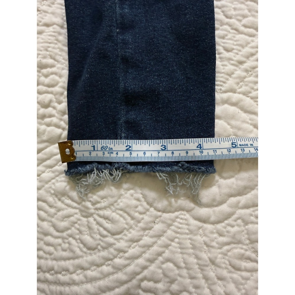 Free People Skinny Jeans Womens 26 Dark Wash Blue High Rise Raw Frayed Hem Denim - Picture 4 of 12